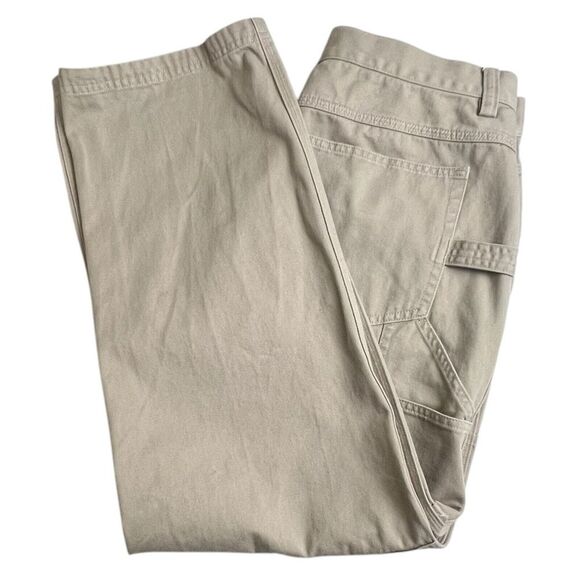Duluth Trading Co Mens 34X29 Tan Straight Leg Cargo Carpenter Chino‎ Work Pants - Picture 1 of 7